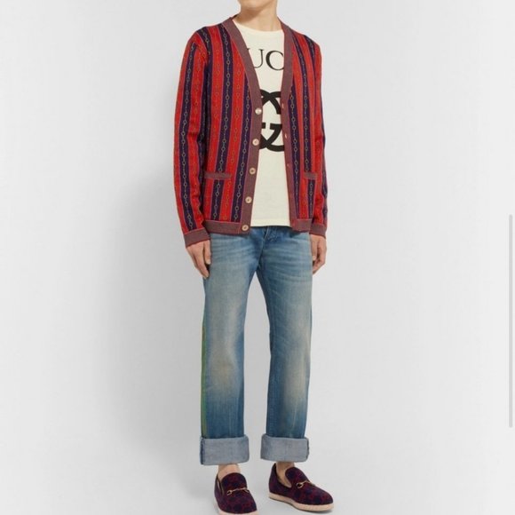 Gucci V-Neck Horsebit Chain Knit Cardigan - Picture 8 of 16
